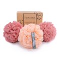 thumbnail image 1 of myHomeBody Esponja de lufa grande de 70 g, esponja de baño para depurador corporal, esponja de lufa para mujeres y hombres | Puf de ducha con esponja exfoliante y carbón activado, paquete de 3, 2 rojo, 1 of 5
