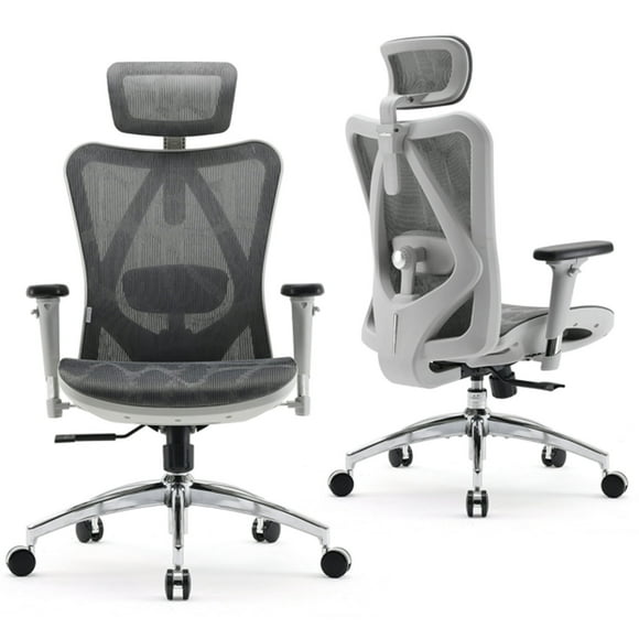 SIHOO M57 Ergonomic Office Chair Mesh High Back Desk Chair Computer Chair with Headrest, Armrest and Lumbar Support,300lb,Light Gray