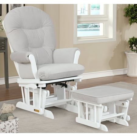 Contour Glider Rocker and Ottoman with Lock mechanisme white