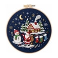 thumbnail image 3 of Christmas Beginners Embroidery Kit for adults , DIY Cross Stitch Set with Pre-Printed Fabric Hoop Floss Needles, christmas crafts, A, 3 of 4