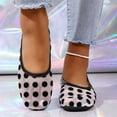 thumbnail image 6 of Women's Polka Dots Mesh Ballet Flats Square Toe Ballerina Flats Closed Toe Comfortable Casual Work Shoes White 9.5(43), 6 of 9