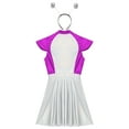 thumbnail image 6 of iixpin Women's Shiny Metallic Alien Costume Astronaut Uniform Space Cadet Fancy Dress Outfits Set Purple L, 6 of 7