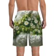 thumbnail image 3 of KLL Nature Hand Daisies Art Men's Casual Summer Beach Shorts Hawaiian Shorts with Pockets-Large, 3 of 5