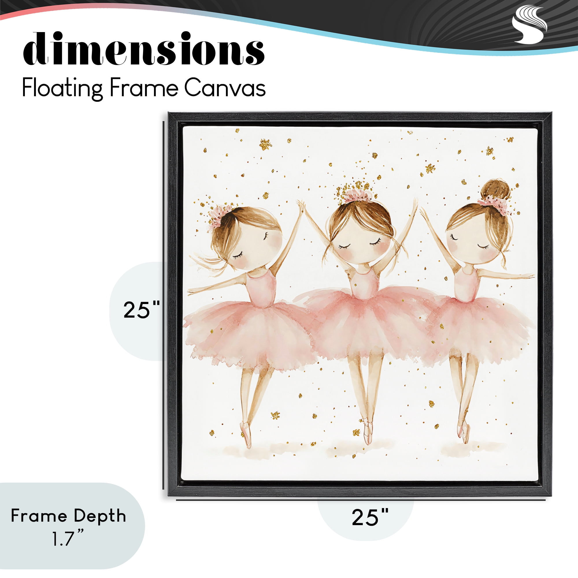 Stupell Industries Trio Of Ballerinas Black Framed Floater Canvas Wall Art, design by Creative Studio