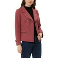 thumbnail image 5 of INSPIRE CHIC Women's Winter Worsted Notched Lapel Double Breasted Overcoat S Dark Pink, 5 of 7