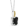 thumbnail image 2 of Gem Stone King 2.79 Ct Black Onyx Yellow Created Sapphire 925 Sterling Silver Pendant with Chain, 2 of 5