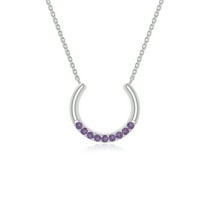 Natural Amethyst Horse Shoe Pendant Necklaces for Women in Sterling Silver, February Birthstone Jewelry Gifts for Her Birthday, Wedding Anniversary, Mothers Day, Christmas, Graduation, Valentines