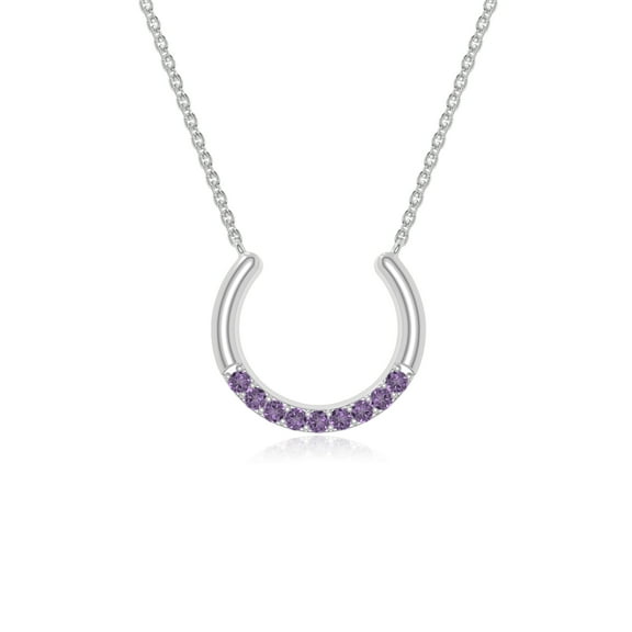 Natural Amethyst Horse Shoe Pendant Necklaces for Women in Sterling Silver, February Birthstone Jewelry Gifts for Her Birthday, Wedding Anniversary, Mothers Day, Christmas, Graduation, Valentines