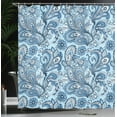 thumbnail image 3 of Ambesonne Paisley Shower Curtain, Ethnic Boho Flowers Leaves, 69"Wx75"L, Deep Sky Blue, 3 of 4