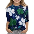 thumbnail image 2 of Blusas y camisas de manga larga y cuello redondo para niños, tallas medianas y grandes, informales, con estampado de San Patricio, mangas a ochos y cuello redondo, camisetas para niños., 2 of 5