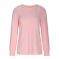 thumbnail image 4 of aidice Womens Tops Casual Crewneck Long Sleeve Fitting Shirts Ruched Fall Solid Color Blouses Tops, 4 of 7