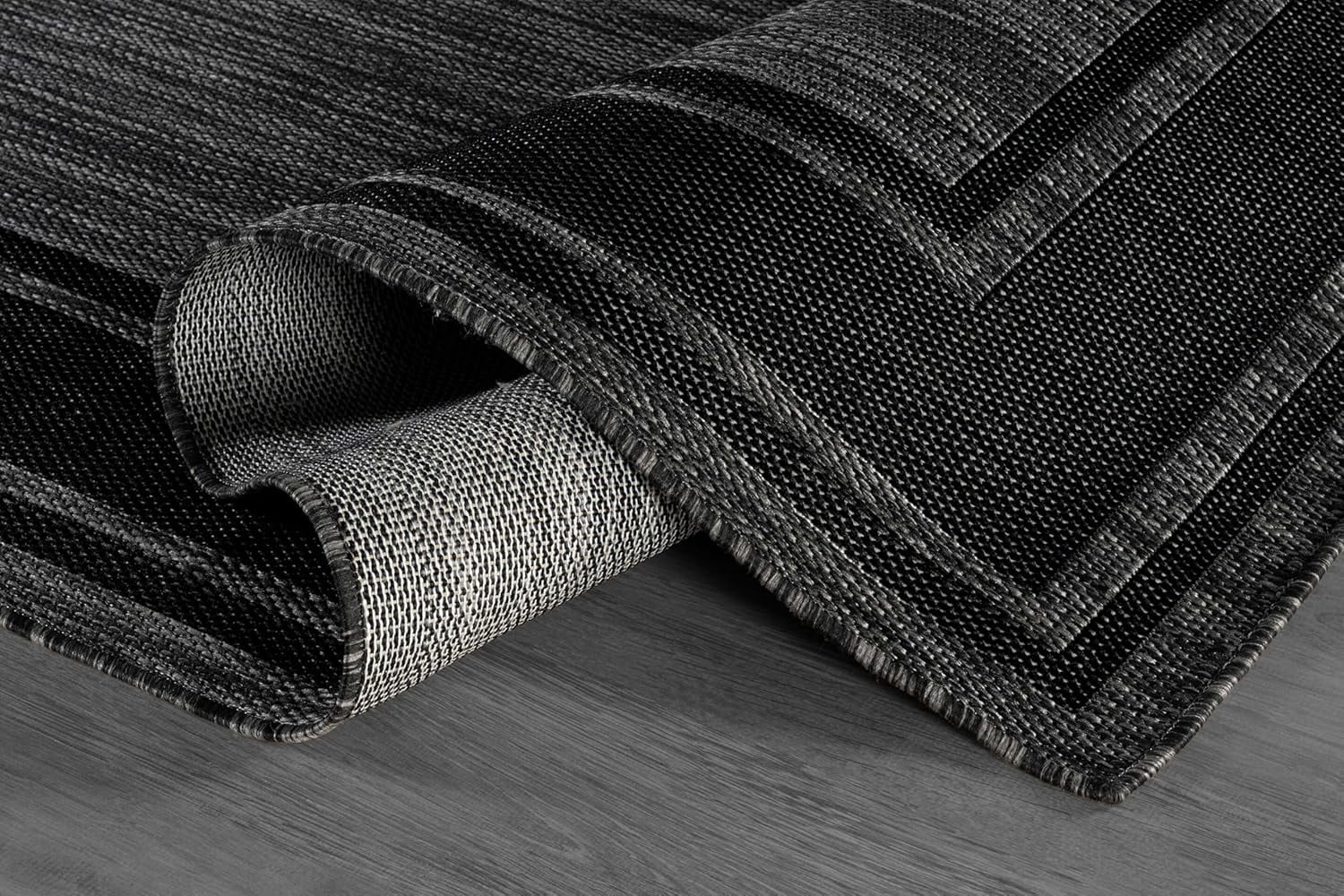 Beverly Rug Floral Bordered Washable Outdoor Indoor Area Rugs 10x14 Black