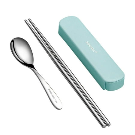 

Camping Portable Chopsticks Spoon Kits Removable Cutlery Set Tableware Stainless Steel Dinnerware Set GREEN