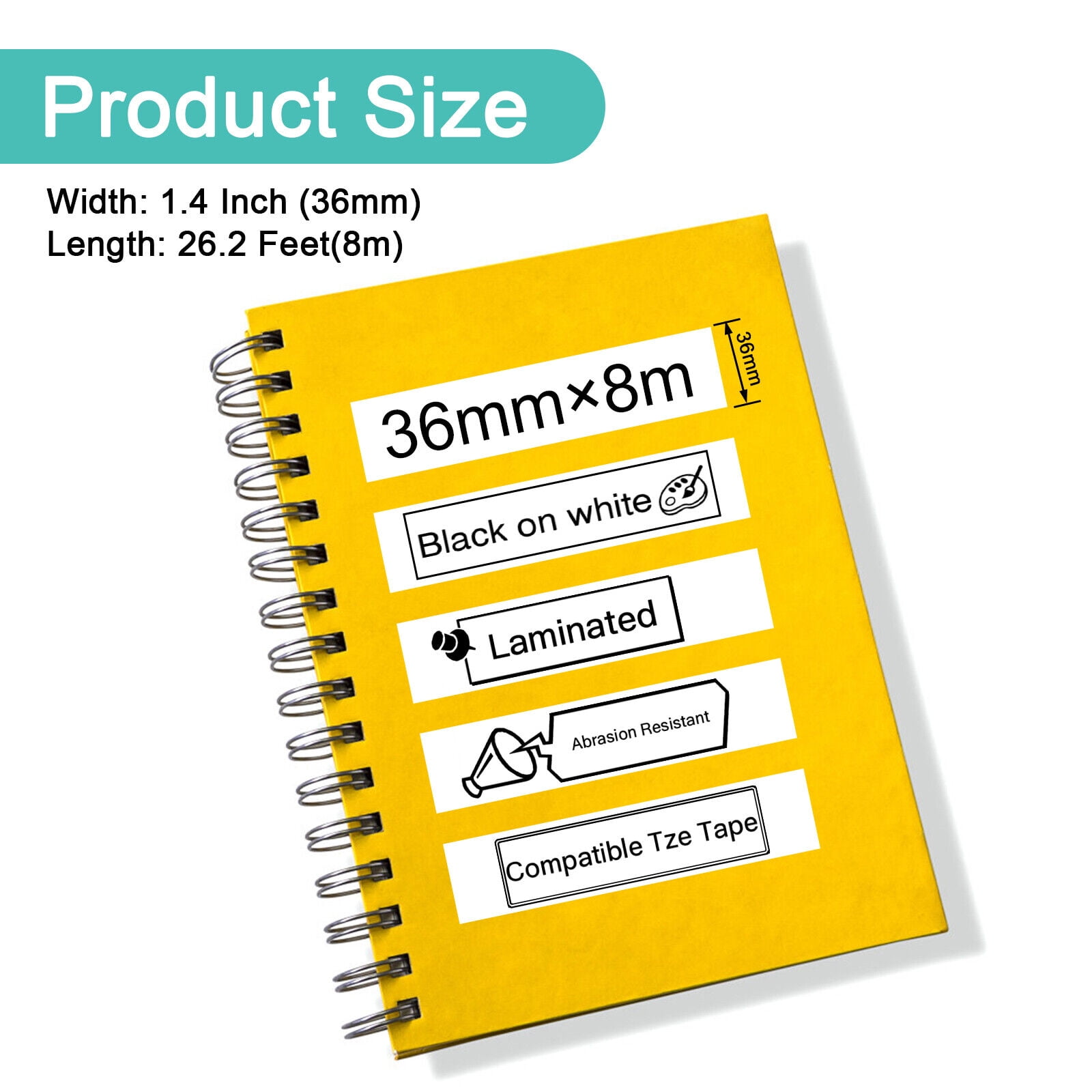 NineLeaf 20 Pack Compatible for Brother P-Touch TZe TZ Label Maker Tape TZe-261 TZ-261 36mm 1.4 in Laminated White Label Tape