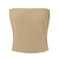 thumbnail image 4 of Xugsiok Hauts Tube Bandeau d'Été pour Femmes Sans Bretelles à Œillets Col Rond Camisole Tunique Décontractée de Vacances Blouse Active pour l'Entraînement, 4 of 5
