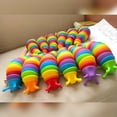 thumbnail image 3 of Juguetes sensoriales Dedos articulados 3DToy Ansiedad Aliviador de estrés Juguete de escritorio Estiramiento flexible Stim Twisted Rainbow Slug Toy Juguetes educativos divertidos Regalo para niños Adultos oso de fresa Electrónica, 3 of 5
