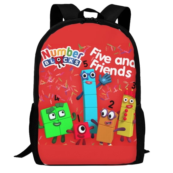 Numberblocks Cartoon Backpack Large Capacity Portable Anime Cute Lightweight Outdoor Travel Backpack