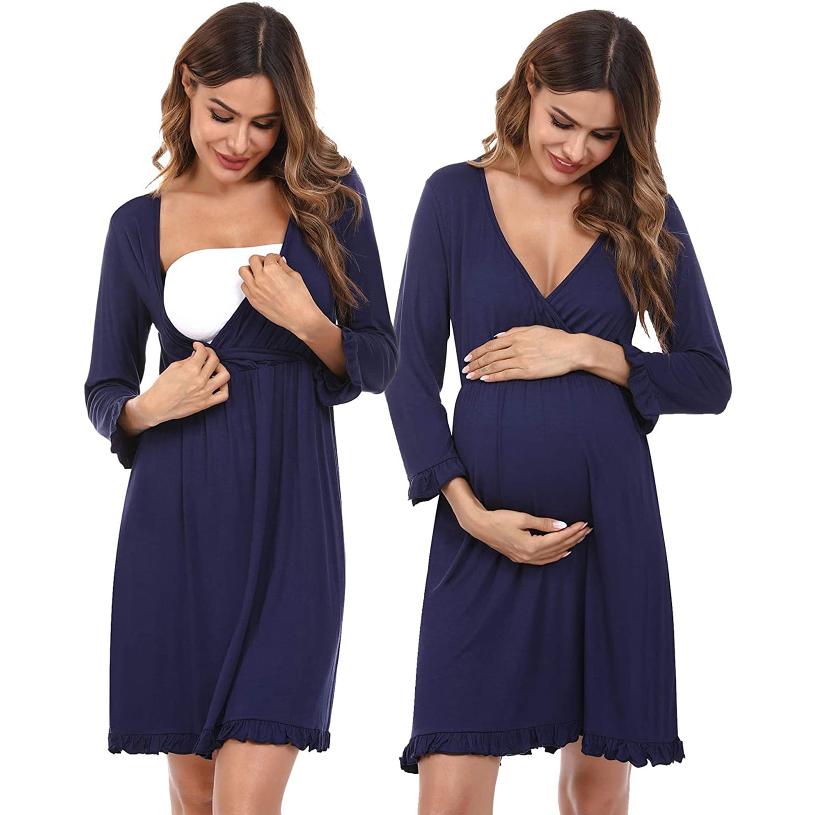 3 in 1 Labor Maternity Nursing Nightgown Hospital Gown for Women,Deep V