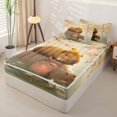 thumbnail image 2 of Homewish Boys Girls Cartoon Capybara Duck Hippo Zipper Twin Comforter Sets with Fitted Sheet and 2 Pillowcases, Japanese Floral Sakura Zipper Bedding Set,4-Piece,Pink Reversible, 2 of 6