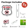 thumbnail image 3 of No Dogs In Yard (5 Pack) 12 inch X 12 inch Shield Shaped Rust-Free Aluminum Metal Signs with Aluminum Mounting Stakes Weather Resistant Made in the USA, 3 of 8