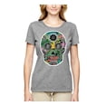 thumbnail image 2 of Day Of The Dead Calavera Skull Colorful Trippy | Womens Pop Culture Graphic T-Shirt, Heather Grey, X-Large, 2 of 4