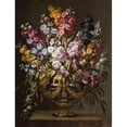 thumbnail image 2 of Gabriel de la Corte 12x14 Black Ornate Wood Framed Double Matted Museum Art Print Titled: A Pair of Still Lifes of Flowers in Elaborate Gilt Urns, Each on a Stone Pedestal, 2 of 5