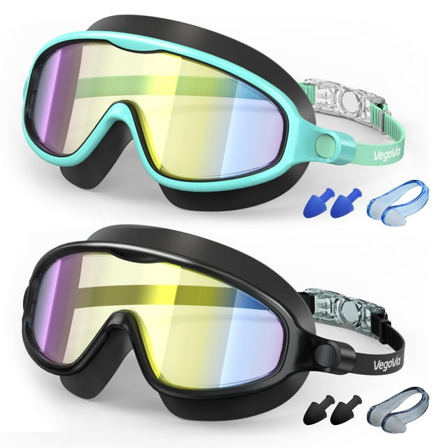 Pack de 2 gafas de natación VeGovia para niños de 6 a 14 años, antivaho, UV 180°