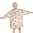 thumbnail image 3 of Beige Cow Dessert Pattern Blanket Hoodies for Kids 6-13YR Oversize Wearable Blanket Hoodies for Boys Girls Teens, 3 of 7