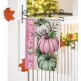 thumbnail image 6 of Welcome Fall Pumpkins Decorative Garden Flag, Autumn Pink White Teal Pumpkin Farmhouse Yard Outside Decorations, Thanksgiving Rustic Burlap Outdoor Small Home Decor Double Sided 12.5x18, 6 of 6
