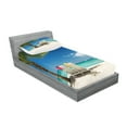 thumbnail image 2 of Ambesonne Beach Fitted Sheet & Pillow Sham Set, Relaxing Panorama Sea, Twinxl, Green Blue, 2 of 2