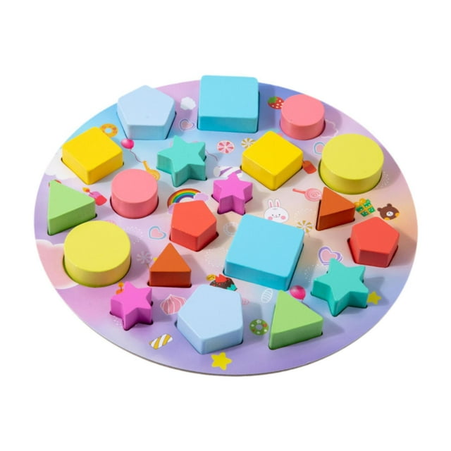 Rompecabezas clasificador de formas de madera, juguetes educativos, actividades, bloques de combinación de formas, bloques para bebés para niños de 2,