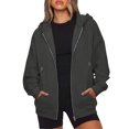 thumbnail image 4 of Resicozy Zip Up Hoodie Women Oversized Y2K Hoodies Casual Long Sleeve Sweatshirts Fall Spring Track Jackets with Pockets 2026 Black S, 4 of 5