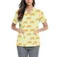 thumbnail image 2 of Nurse Scrubs, Durable Healthcare Uniform Tops 2025 Nursing Graduation Scrubs Breathable Four Season Medical Uniforms for Women V-Neck Scrub Comfortable Workwear with Pockets Yellow 5Xl, 2 of 4