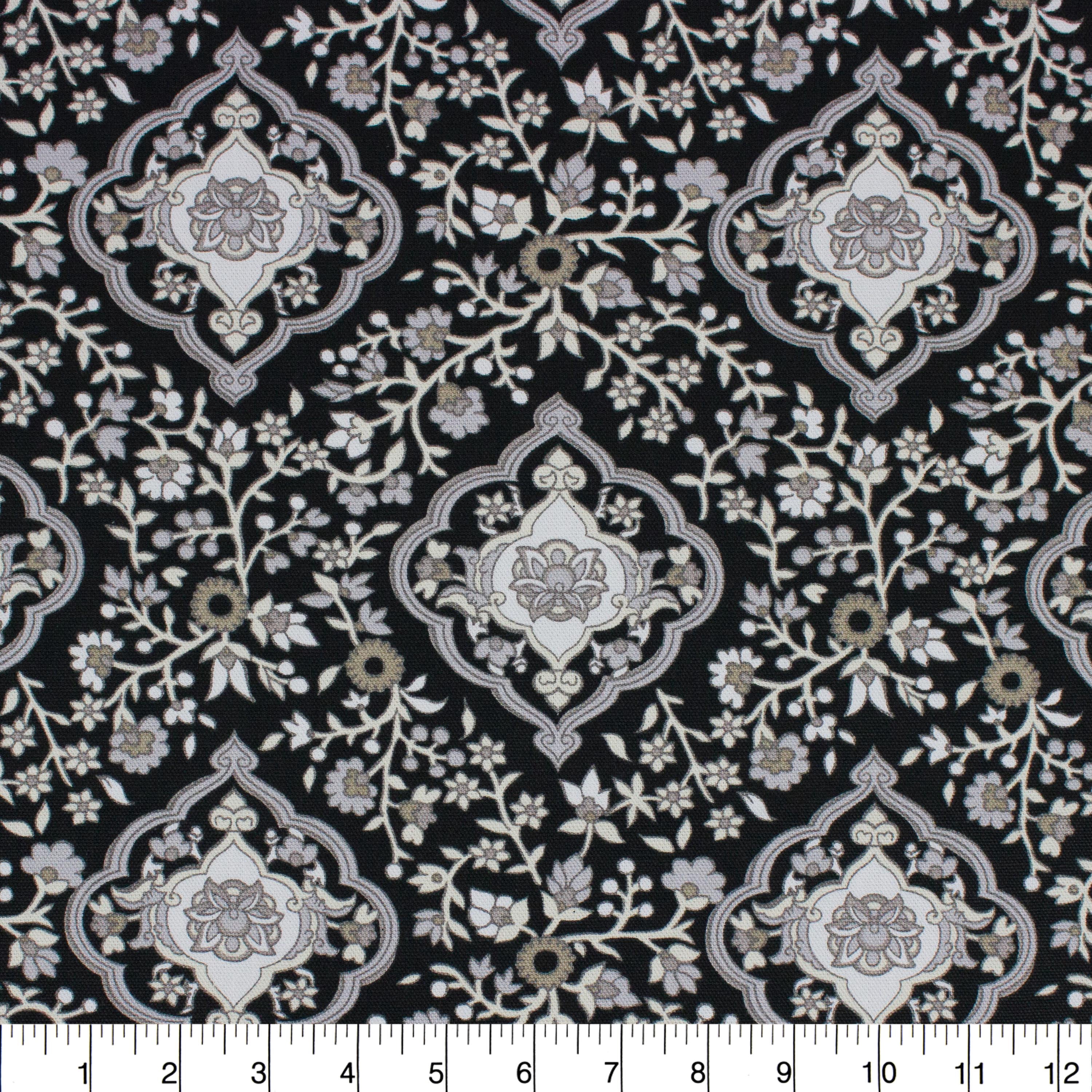 Better Homes & Gardens 100% Cotton Floral Medallion Black, 2 Yard Precut Fabric