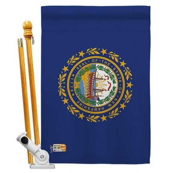 Americana Home & Garden AA-SS-HS-140530-IP-BO-D-US18-AG 28 x 40 in. New Hampshire States Impressions Decorative Vertical Double Sided House Flag Set & Pole Bracket Hardware Flag Set