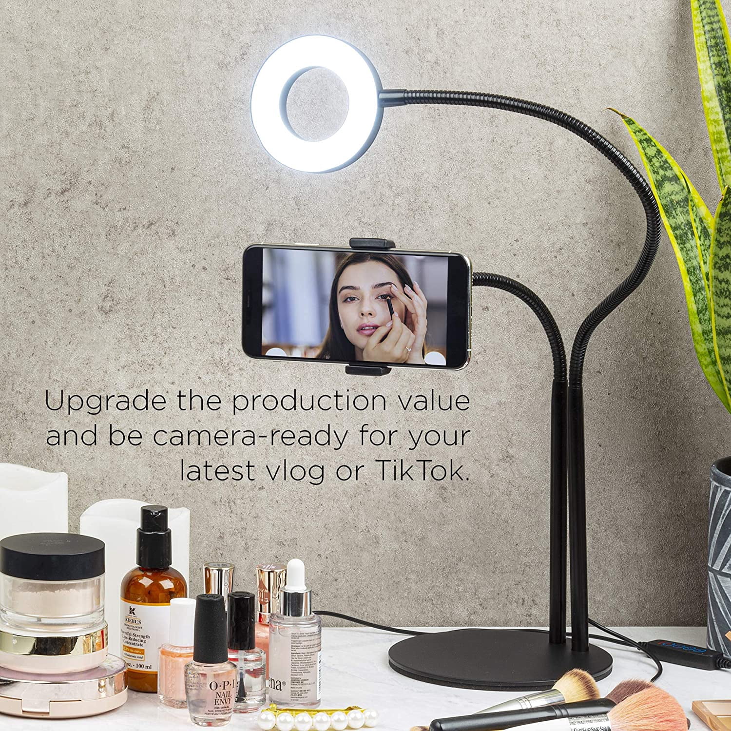 LED Ring Light Phone Holder with Bluetooth, USB Selfie Ring Light Phone Stand, Vlogging Live Stream Light Kit