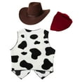 thumbnail image 3 of Doomiva Haloween Cowboy Outfit for Kids Cowboy Hat Vest and Bandanna for Carnival Party Cow&Red 14, 3 of 6