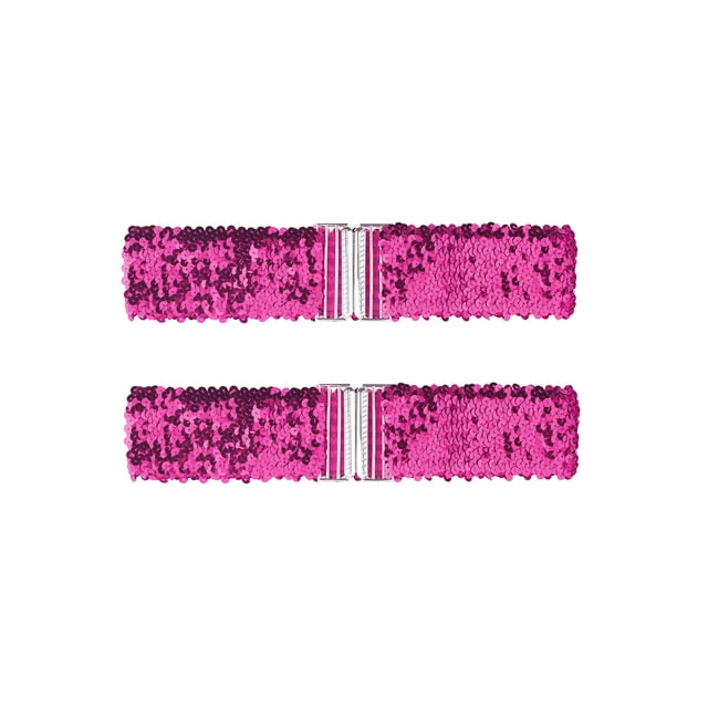 Cinturones anchos elásticos para damas INSPIRE CHIC con hebillas entrelazadas y decoraciones de lentejuelas brillantes para vestidos en color rojo rosa