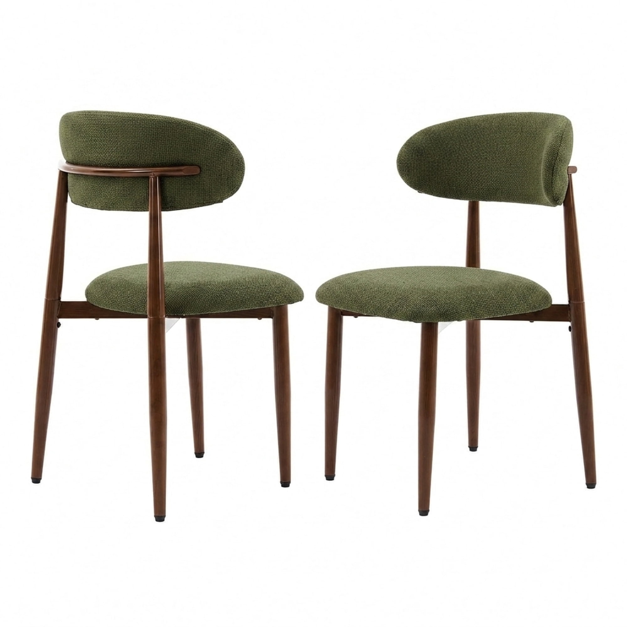 Leumius Dining Chairs Set of 2, Modern Metal Kitchen Chairs with Fabric Upholstered for Dining Room Kitchen Green