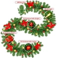 thumbnail image 3 of 9FT Pre-lit Artificial Christmas Garland, Green Rattan with Red Flower Decorations Battery Operated LED Lights for Home Stairs Fireplace Front Porch Door Display Indoor Outdoor Christmas Decor, 3 of 6