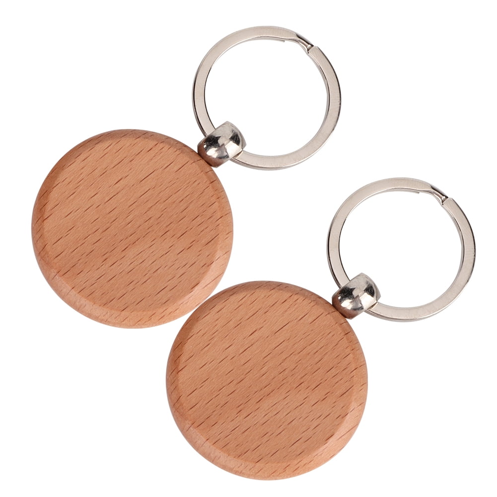 WoodenTags Keychains, 10PCS Key Tags DIY Craft Wood Key Ring For Car Bag  Gift Clothing Fabric Accessories For Relatives And Friends Round