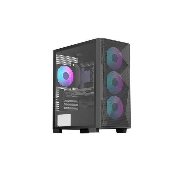 Rosewill FBM-X6 Black Micro ATX Mid Tower Case - Tempered Glass Side Panel, High Airflow, 4X PWM ARGB Fans, Dedicated Cable Routing Clips, Pre-Installed 650W 80  Gold PSU