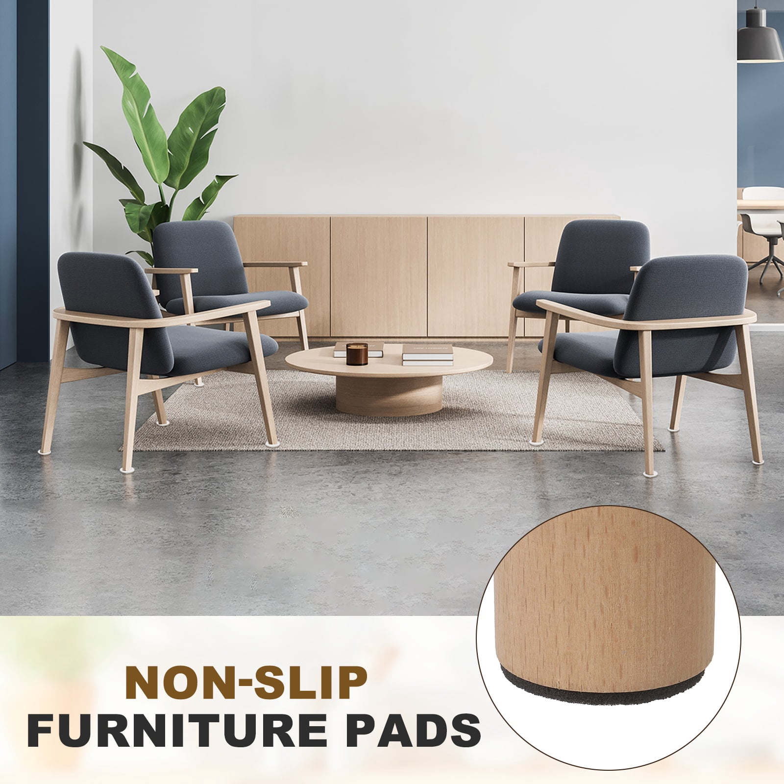 Uxcell 8Pcs Non Slip Furniture Pads, 11.5" Round Self Adhesive Felt Bumpers Noise Reducing Furniture Feet Floor Protector for Chairs Tables Furniture Legs (Black 0.12" Thick)