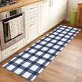 thumbnail image 3 of Navy Blue Plaid Check, Runner Rug 2x6 FT, Non Slip Hallway Carpet, Geometrical Abstract Lattice Washable Soft Floor Carpet Throw Runner Carpet Long Rug for Entryway Kitchen Bedside Sliding Door, 3 of 9