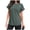 Army Green, variant on Women Summer Sweaters Tops Crew Neck Roll Up Short Sleeve Ribbed Knit T Shirts Dressy Casual Business Tunic Blouses Light Blue XL