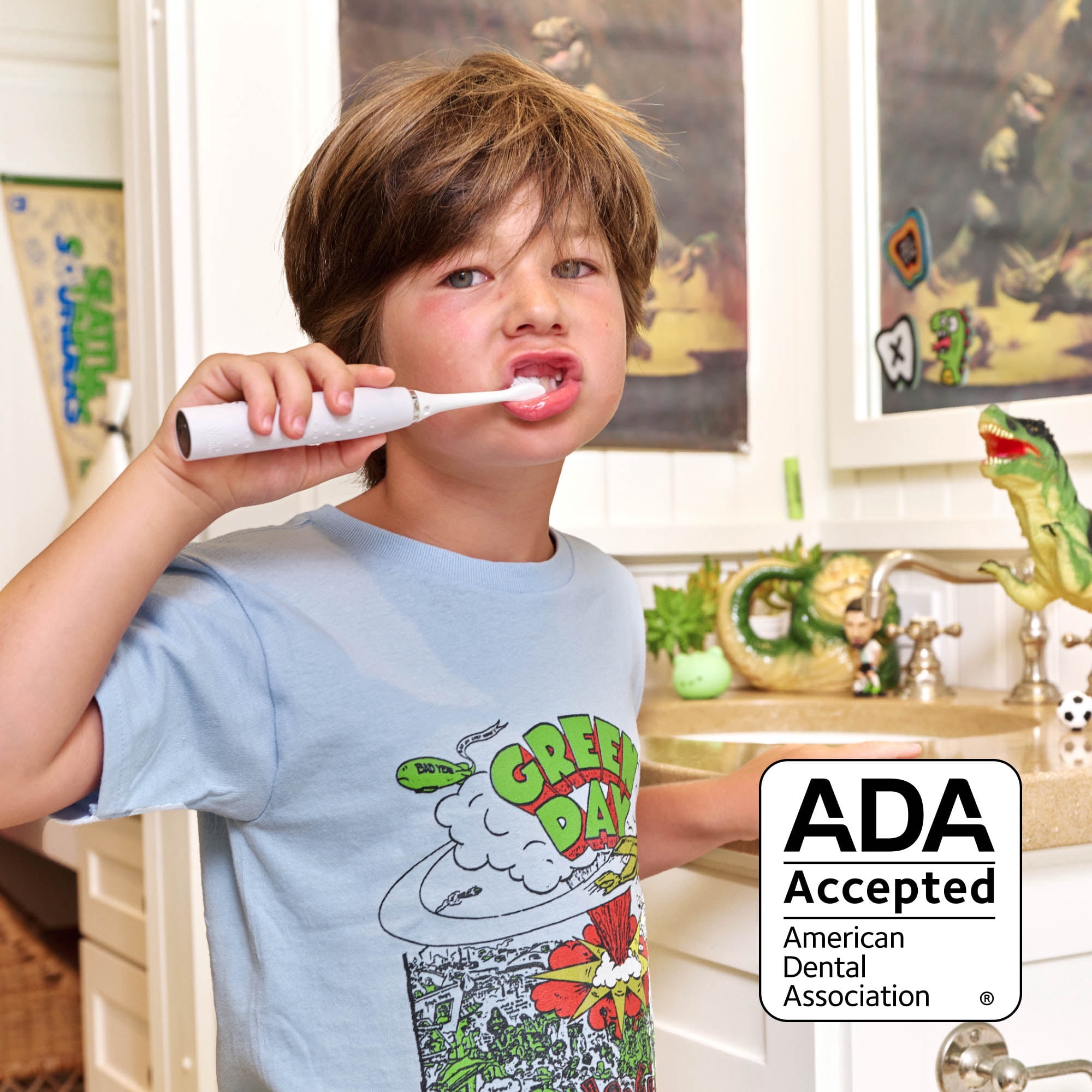 Made By Dentists Kids' Dinosaur Rechargeable Electric Toothbrush with 2 Replacement Toothbrush Heads