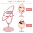 thumbnail image 2 of Tabletop Vanity Mirror Double-Sided Magnifying Makeup Mirror with 360 Degree Rotation (Oval, Pink), 2 of 7