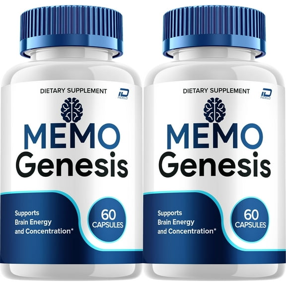 Memo Genesis Supplement Capsules – MemoGenesis Natural Blend Memory Focus Pills, 2 Pack, 120 Capsules