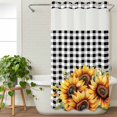 thumbnail image 3 of Spring Sunflower No Hook Shower Curtain Waterproof,Bathroom Curtains with Snap in Liners and See Through Top Window,Black White Buffalo Plaid Yellow Floral Hotel Bathtub Curtains Shower 36"Wx72"L, 3 of 8