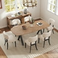 thumbnail image 3 of KATBOC Farmhouse Dining Table and Chair Set, Large 71in Rustic X-Leg Table with 6 Cream Upholstered Chairs, Brown Wood Grain Finish for Kitchen & Dining Room, 3 of 7